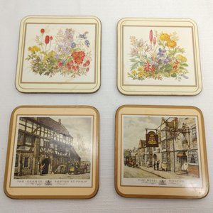 Pimpernel beverage 4 Set Coasters Old English England. City Flowers